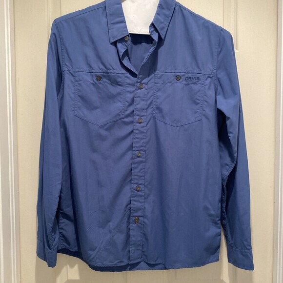 Orvis Shirt Men Medium Blue Fishing Outdoors Vented Button Up Long Sleeve - Picture 1 of 10